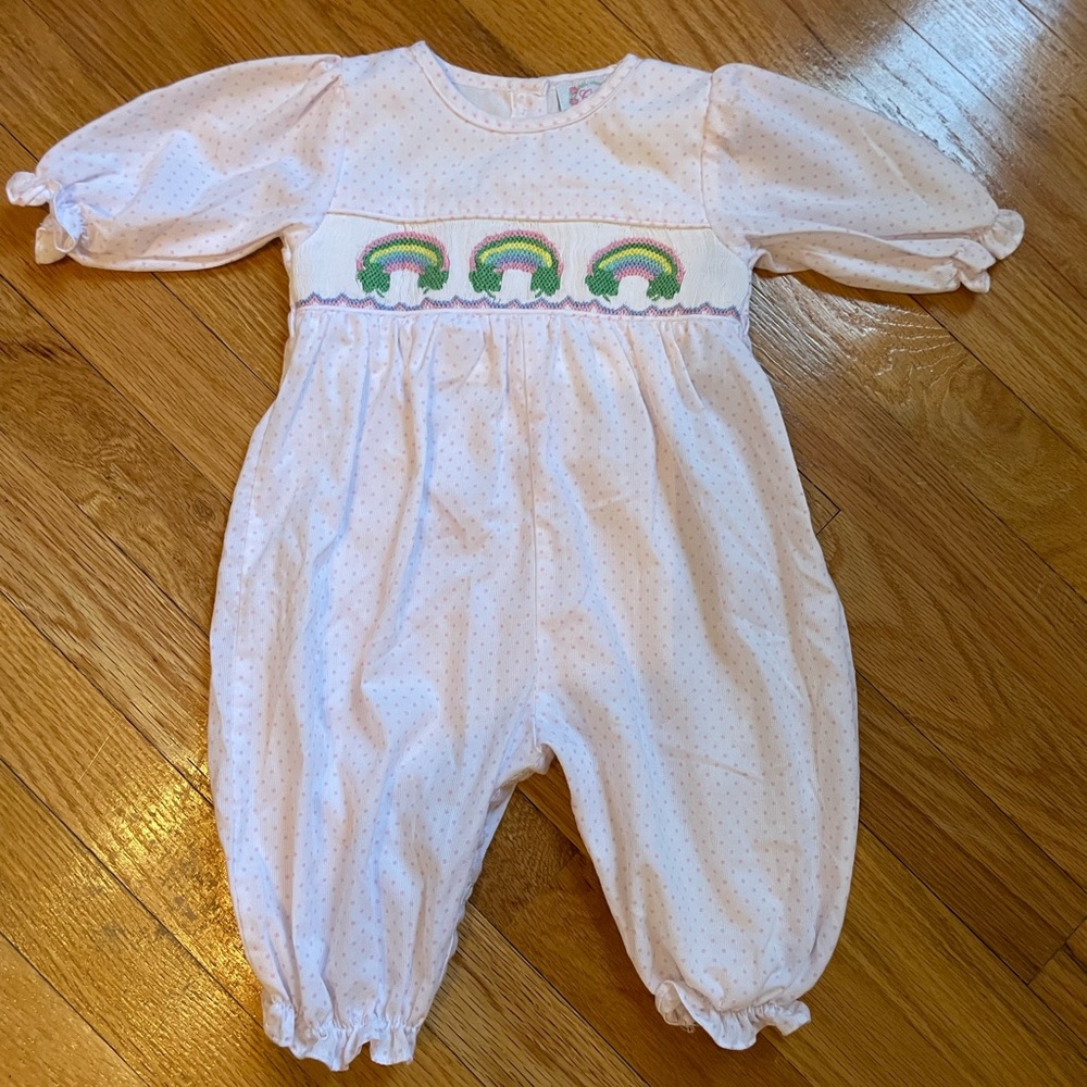 Cecil and Lou smocked rainbow outfit